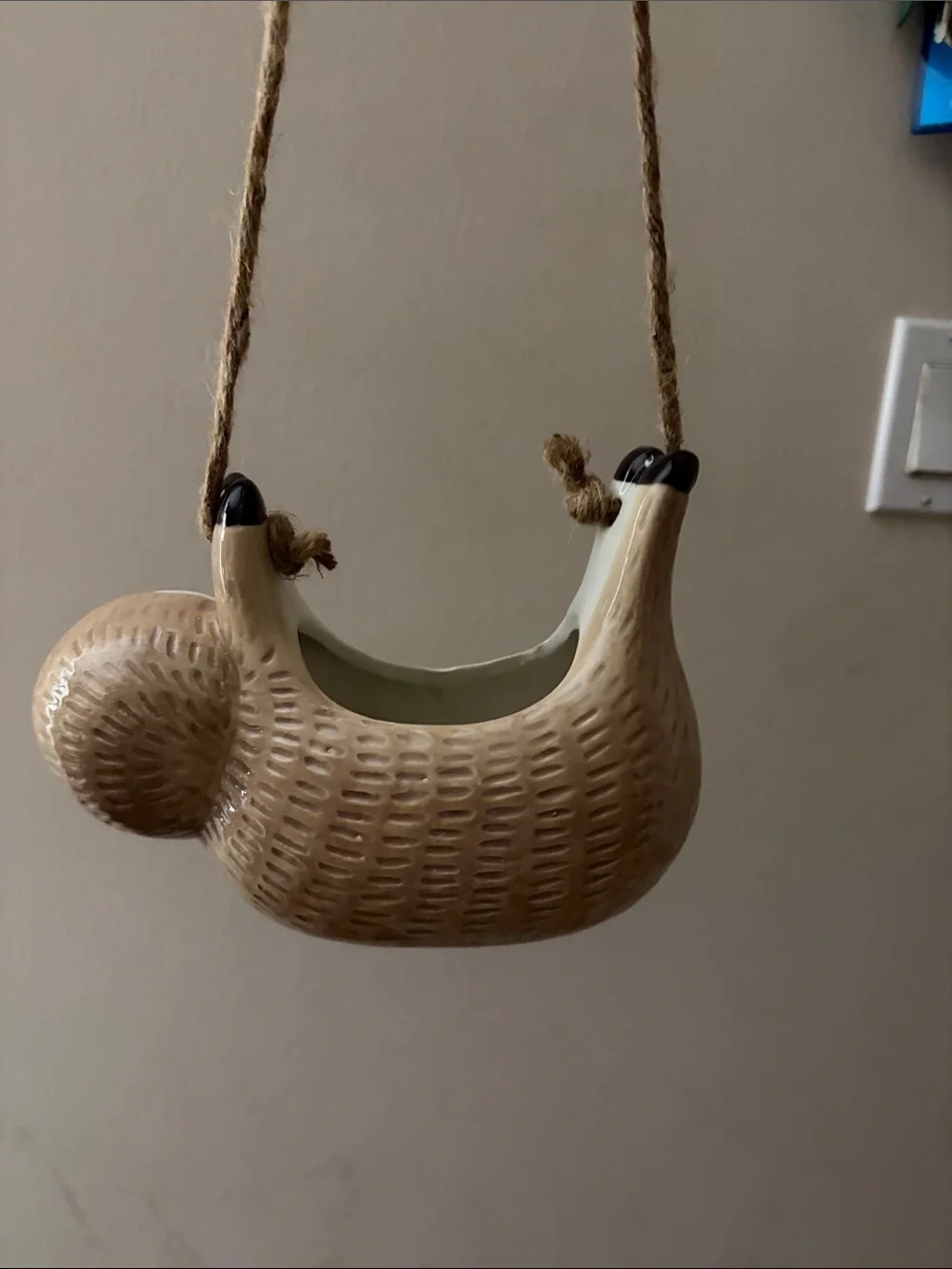 Decorative Ceramic Sloth Hanging Planter - Brown